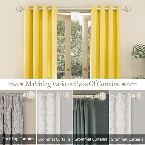 Champagne Gold Curtain Rod for Windows 28 to 48 Inches(2.3-4ft), 1" Diameter Heavy-Duty Adjustable Decorative Curtain Rod with Striped Twisted Finials - for Living Room Bedroom (Modern Home Decor)