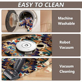 Washable Entrance Door Mat, Non-Slip Vintage Hallway Rug Runner with Upgrade Rubber Backing, Stain Resistant Faux Wool Distressed Carpet Runner for Bedroom, Kitchen, Laundry, Entrance (35.4" x 23.6")
