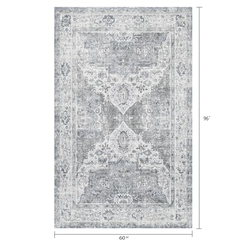 5x8 Area Rugs, Washable Non-Slip Low Pile Rugs for Living Room