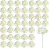 Auihiay 26 Pieces Hydrangea Artificial Flowers Silk Hydrangea Flowers Artificial Flowers Heads with Stems for Home Wedding Party Decorations (Ivory)