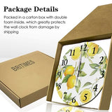 Britimes Round Wall Clock Silent Non-Ticking Battery Operated Clock 10 Inch, Summer Lemon Home Decor for Living Room, Kitchen, Bedroom, and Office