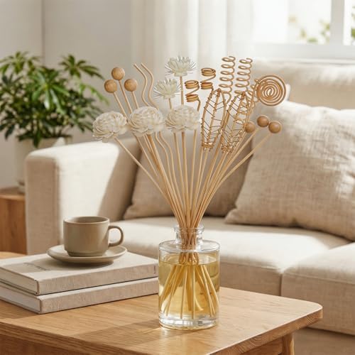 21 Pcs Reed Diffuser Flower Sticks Set, Decorative Sola Flowers Reeds Diffusers Stick Refill for Replacement