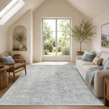 6x9 Area Rugs Washable Rug for Living Room Bedroom, Blue/Beige