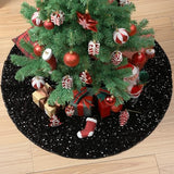 Mr. Pen- Christmas Tree Skirt, 48 inch, Black Sequin Tree Skirt | Christmas Skirt Tree