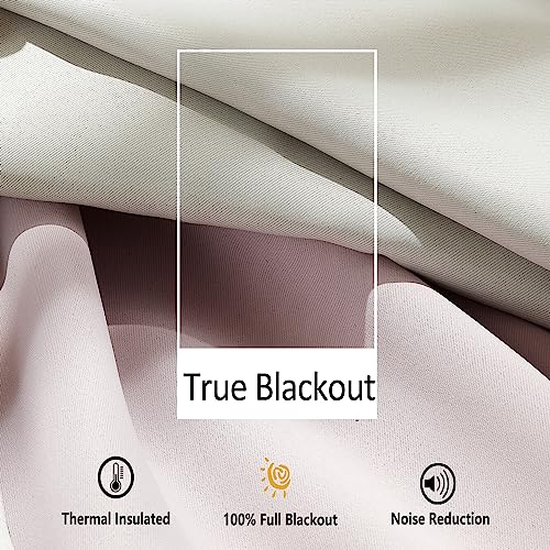 Pink Blackout-Curtains for Bedroom Pom Pom Thermal Insulated 100% Full Blackout Curtain Panels for Girls Baby Nursery Room 84 inch Energy Efficient Window Drapes for Kids 52"w x2 Panels Rod Pocket