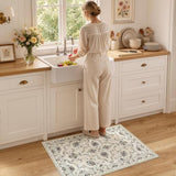 jinchan 2x3 Traditional Floral Entryway Rug, Washable Rug, Beige Slate