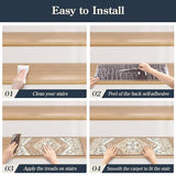 Lahome Stair Treads Non Slip 15 Pack 8" X 30" Stair Treads for Wooden Steps, Washable Self Adhesive Stair Runners Stain Resistant Stair Carpet, Edging Staircase for Kids Elders and Dogs Dorie, Taupe
