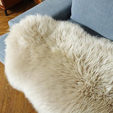 LLB Genuine Sheepskin Area Rug Wool Rug Fur Carpet Fluffy Shaggy Fur Rug for Living Room Kids Bedroom Real Sheepskin Throw Lambskin Rugs Sofa Mat Chair Seat Covers (Cream Brown, 2 x 6 ft Sheepskin)