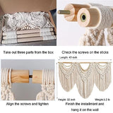 Achart Macrame Wall Hanging Large- Boho Wall Decor- large wall art- Wall Decor Living Room- Macrame Tapestry Boho Decor for Bedroom (Wooden Bead)