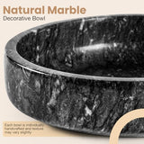 FNTSTICGOODS Marble Decorative Bowl - 7.5" Natural Black Solid Marble Centerpiece - Handmade Stone Fruit Bowl - Catch-All or Key Bowl for Kitchen - Modern Minimalist Decor