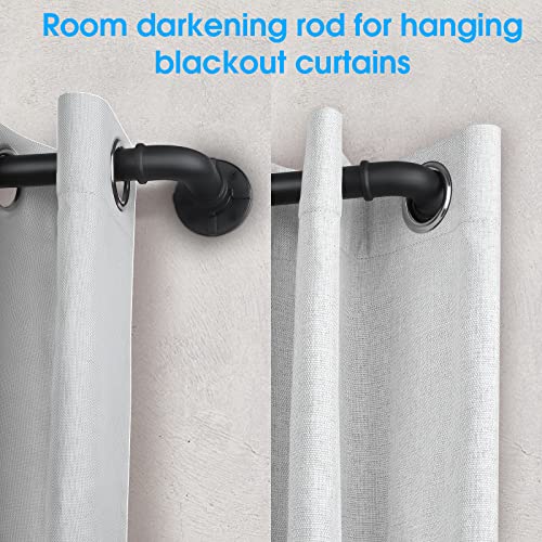 Industrial Curtain Rod, 1 Inch, Black, Rustic Finish, Steel, 30-144 inch curtain rod, Ceiling & Wall Mounted