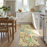 Lahome Floral Washable Kitchen Runner Rugs with Rubber Backing - 2x5 Rug Runner Lightweight Non-Slip Soft Bathroom Carpet, Boho Beige Paisley Carpet for Hallway Bedroom Laundry Room