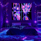 QGHOT Black Light Hot Girl Wall Decor Blacklight Sexy Tapestry Wall Hanging Black Light Sex Poster for Adults Room Bedroom Dorm Decor 60 * 50 in