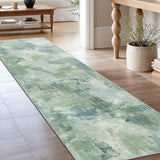 Amada 2'6"x8' Modern Abstract Washable Area Rug for Entryway Green