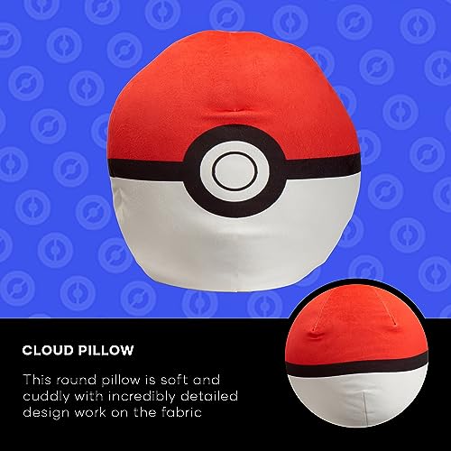 Northwest Ultra Soft Cloud Pillow Plush Cushion, Pokeball Inspired Throw Pillow for Boys and Girls, Anime-Inspired Bedroom, 11" Plush Bedding Accent