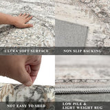 Washable 3x20 Extra Long Runners: Oriental Non-Slip Hallway Runner Rugs for Kitchen Dining Room Indoor Farmhouse Thin Entryway Mat Stain Resistant Soft Carpet for Living Room Bedroom (Beige,3x20)