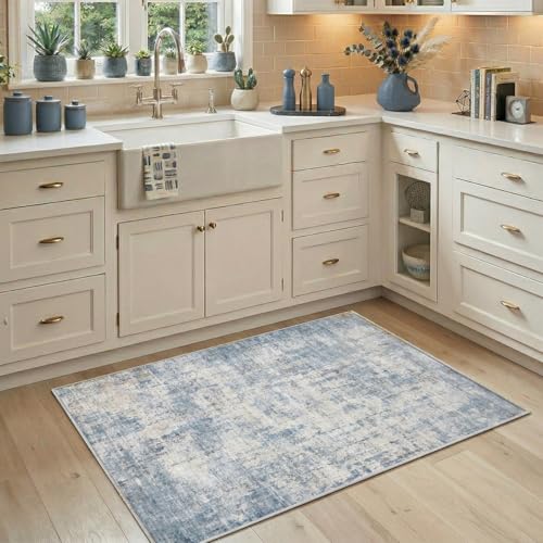 2x3 Area Rug Washable Abstract: Non Slip Throw Rugs for Entryway