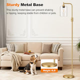 【Upgraded】Dimmable Gold Floor Lamp for Living Room with Clear Glass Lampshade, Glass Modern Floor Lamp with 900LM Edison Bulb Included, Standing Tall Lamp for Bedroom, Office, Reading Room, Corner