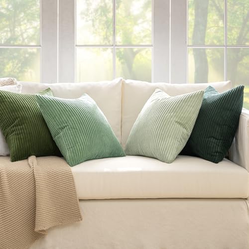 MIULEE Soft Corduroy Decorative Throw Pillow Covers Forest Green 20x20