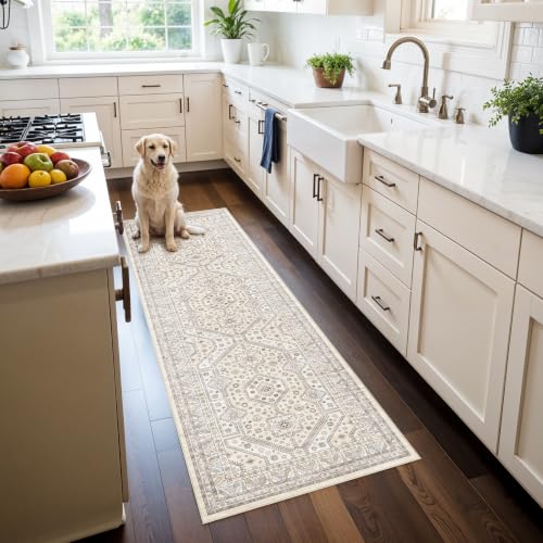 2x6 Hallway Runner Rug: Washable Non-Slip Boho Kitchen Floor Mat