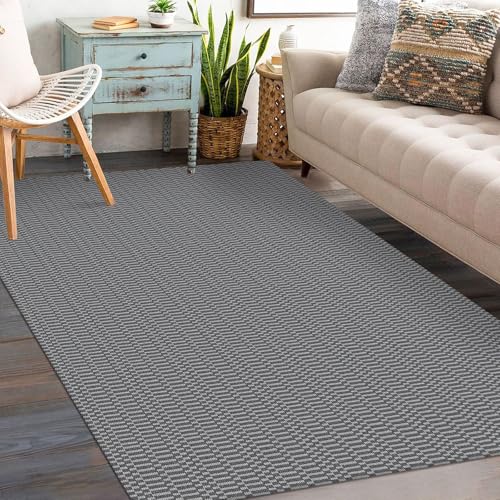 KOZYFLY 3x5 Washable Area Rug, Non Slip Woven Indoor Entryway Rug, Grey