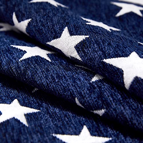 Sunday Praise Set of 2 Soft Chenille Decorative Patriotic Throw Pillow Cover Case Geometric Stars July 4th Accent Square Cushion Cover Case Sham for Couch Sofa Bed Car 18 x 18 Inch 45x45 cm (Blue)