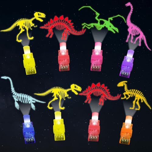 36Pcs Dinosaur LED Finger Lights Dinosaur Party Favors Glow in the Dark Light Up Finger Lights Dino Skeleton Themed Toys Bulk for Kids Birthday Party Goodie Bag Stuffer Birthday Gift Classroom Prize