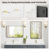 Bathroom Mirror Over Sink - 24x36 Inch Black Rectangle Framed Matte Mirror for Bathroom, Rectangular Alumium Frame Mirrors Wall Mounted for Restroom, Farmhouse, Entryway, Hallway