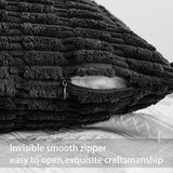 Pack of 2 Corduroy Decorative Throw Pillow Covers 22x22 Inch, Black