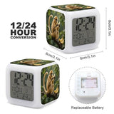 Golden Monkey 7 Color Changing Alarm Clock Adults Cube Digital Night Light with Calendar Temperature Display Wake Up LED Alarm Clock for Bedroom Office Bedside Desk