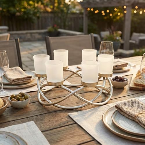 Centerpieces for Table Decor, Tealight Candle Holder, Gold/Frosted