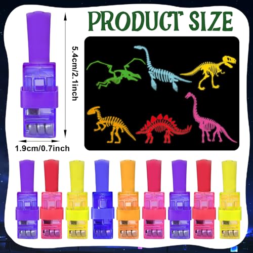 36Pcs Dinosaur LED Finger Lights Dinosaur Party Favors Glow in the Dark Light Up Finger Lights Dino Skeleton Themed Toys Bulk for Kids Birthday Party Goodie Bag Stuffer Birthday Gift Classroom Prize