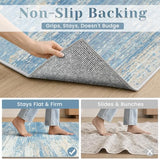 Washable Rug 6x9 Area Rugs for Living Room: Neutral Soft Rug Abstract Non Slip Low Pile Modern Carpet for Bedroom Kitchen Nursery Office Dining Room Indoor (Lightblue, 6'x9')