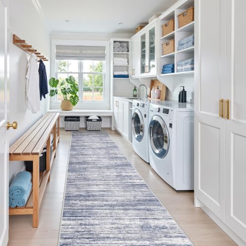 2x10 Runner Rug Non Slip,Washable Hallway Runner Rug,Blue