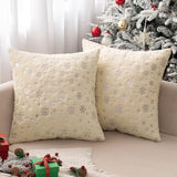 MIULEE Christmas Decorations Pillow Covers 20x20 Beige Silver Snowflake