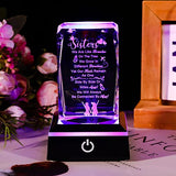 Movdyka Sister Gifts for Sisters Funny, 3D Layser Engraved Sisters with Base, Best Unique Birthday Christmas Wedding Graduation Sister Gifts Ideas from Sisters Brother for Soul Big Little Sister