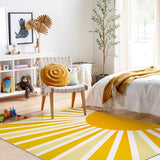 Lahome Yellow Rainbow Sun Area Rug 5x7, Classroom Rug
