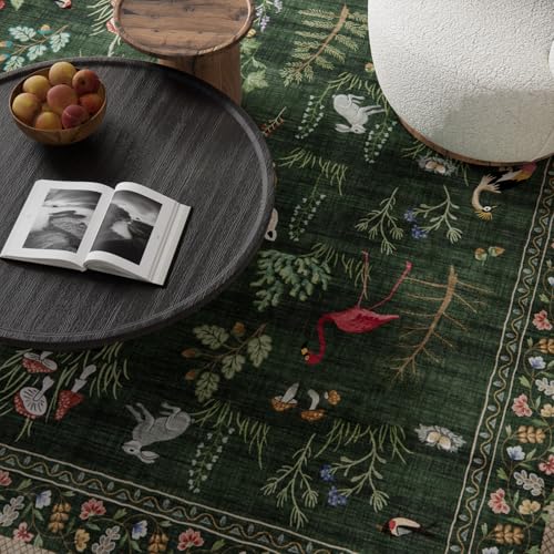 Machine Washable Rug for Living Room: 9x12 Area Rugs for Bedroom Stain Resistant Non Slip Low Pile Soft Lightweight Carpet Rug for Kitchen Dining Room Farmhouse Nursery Kids Room Playroom Indoor