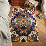 Washable Living Room Area Rug, Non-Slip Vintage Hallway Rug with Upgrade Rubber Backing, Stain Resistant Faux Wool Distressed Carpet Runner for Bedroom, Kitchen, Laundry, Entrance (79" x 59")