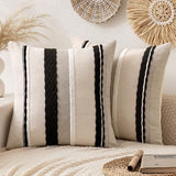 Boho Decorative Pillow Covers 20x20 Pack of 2 Black-White Stripe 2