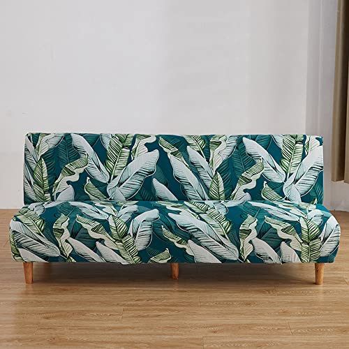YOPOIY Elegant Printing Futon Cover Rich Textured Futon Slipcover Premium Polyester Armless Sofa Cover with Anti-Slip Foams for Pets, Kids -22-190-230cm