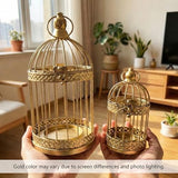 Vela Lanterns Decorative Indoor Bird Cage Candle Holder Set of 2, Gold