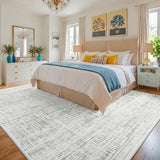 8x10 Area Rugs Washable Rug: Anti-Skid Abstract Modern Living Room Rug Soft Thin Carpets Indoor Floor Non-Shedding Carpet for Bedroom Dining Farmhouse Nursery Home Office (White Gray, 8'x10')