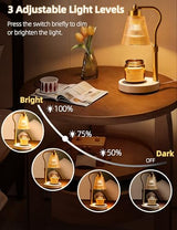 Candle Warmer Lamp for Jar Candles, Height Adjustable & Dimmable with 2/4/8H Timer, 2*50W Halogen Wax Melter Warmer for Home Office Décor, Flameless & Smokeless, Gift for Women Mom,Gold- Amber/1 Pack