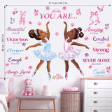 DECOWALL SG2-2319 Black Girl Magic Ballerina Wall Stickers Decals Afro Art Women Inspirational Bedroom Nursery Gift Beautiful playroom Kids décor Baby Butterfly Decoration Motivational Room