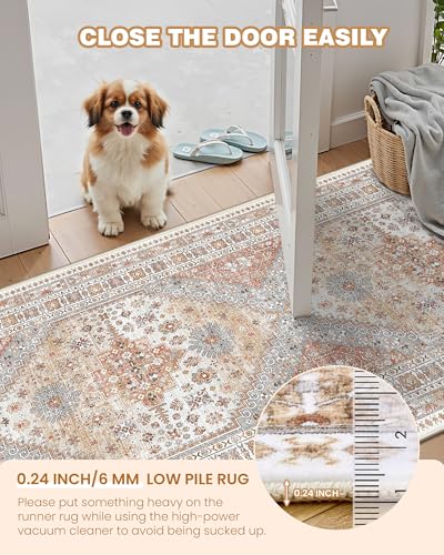 4x10 Runner Rug, Washable Hallway Runner Rug, Orange