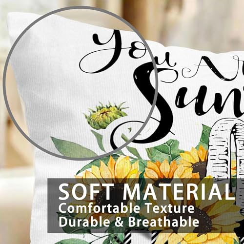 pinata Summer Spring Pillow Covers 18x18 Set of 4, Sunflower Decor Outdoor Pillows Cover, Sunshine Black Plaid for Farmhouse Sofa Couch Indoor Home Throw Case(No Insert)
