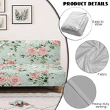 Pink Rose Futon Couch Cover Full Size Light Green Couch Slipcovers Without Armrest Easy Going Stretch Sofa Covers for Living Room