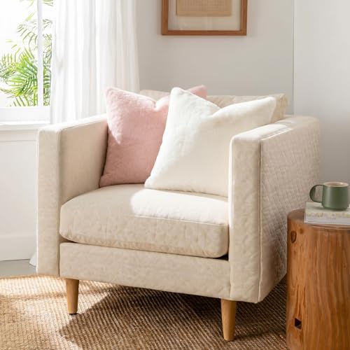 Pallene Faux Fur Plush Throw Pillow Covers 18x18 Set of 2, Luxury Soft Fluffy Cozy Decorative Pillow Covers for Sofa, Couch, Living Room, Blush Pink