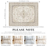HILORUUG 4x5 Rug Entryway Washable: Non-Slip Oriental Area Rug for Bathroom Kitchen- Farmhouse Low Pile Stain Resistant Carpet Long Thin Front Door Mat (4x5 Ivory/Grey/Multi)